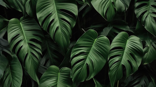 Tropical leaves background Monstera Deliciosa or Swiss cheese plant