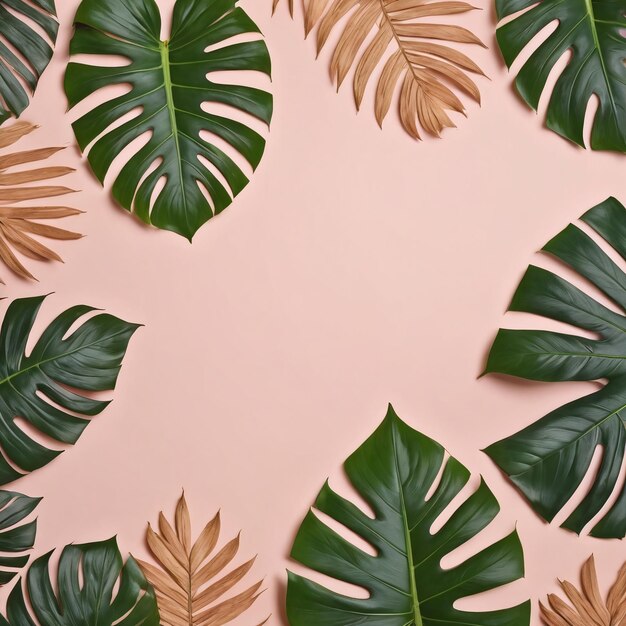 Tropical leaves background with copy space