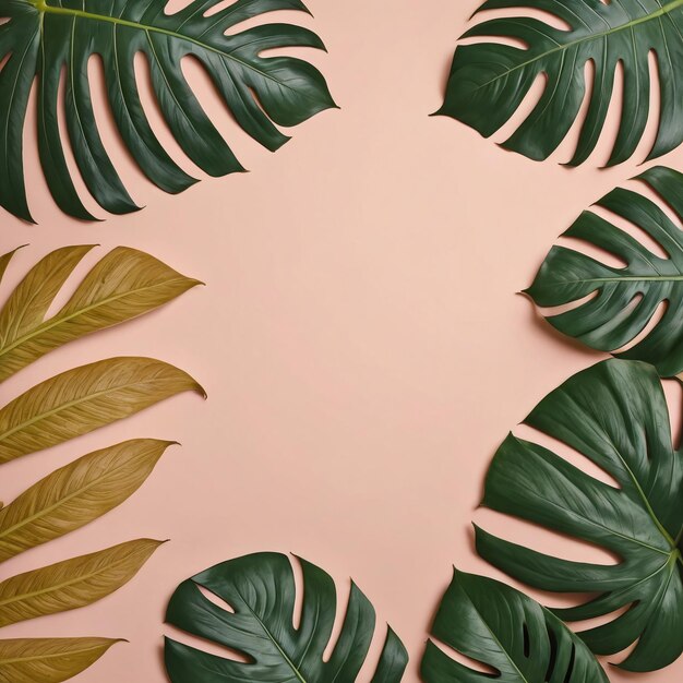 Tropical leaves background with copy space