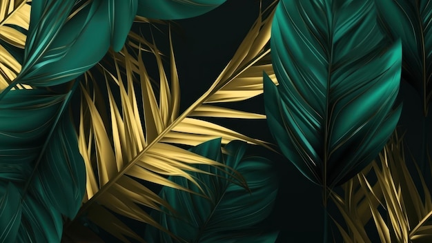 Tropical leaves on a dark background.