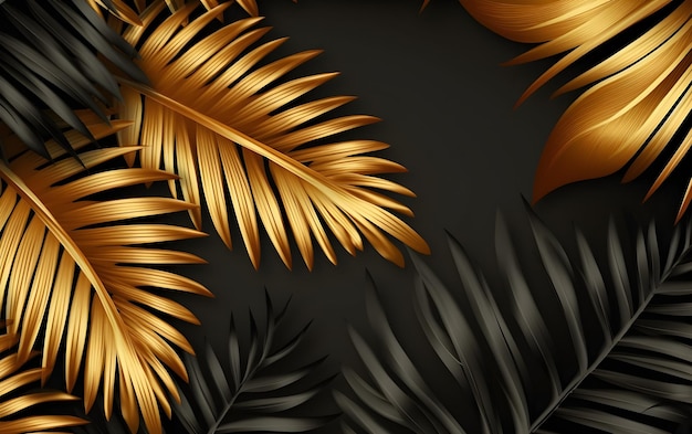 Tropical leaves on a dark background