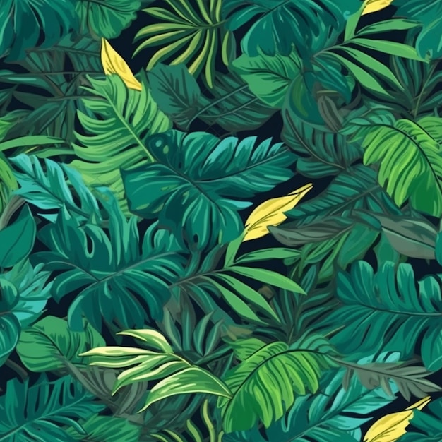 Tropical leaves on a dark background.