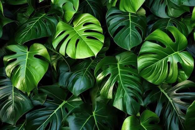 Tropical leaves dark green foliage abstract nature background