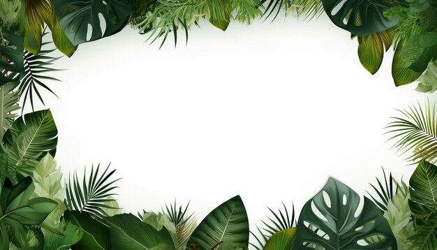 Photo tropical leaves frame background with copy space top view