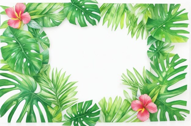 Tropical leaves frame