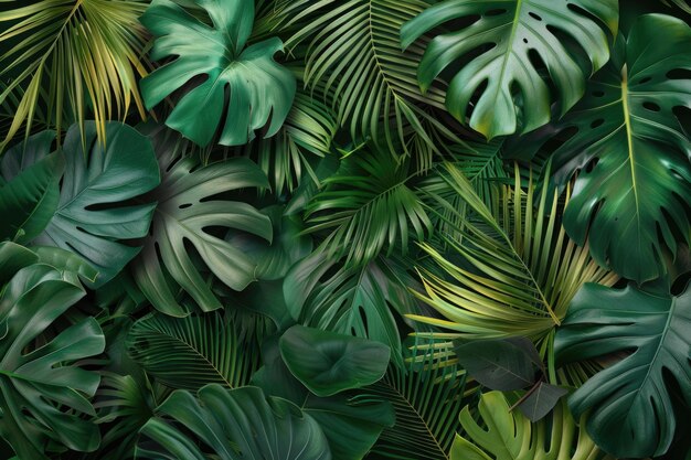 Tropical leaves group background nature concept