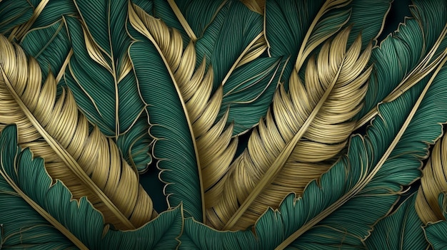 Tropical leaves luxury background Illustration AI GenerativexA