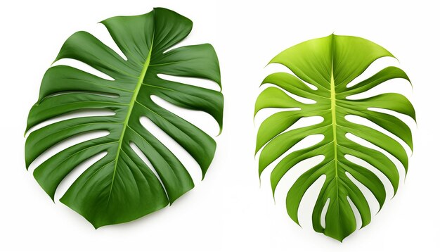 Tropical leaves monstera and palm isolated