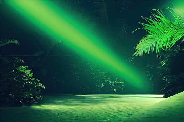 Tropical leaves in neon colors