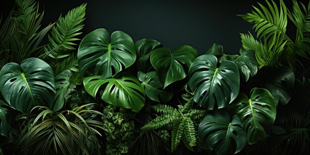 Тропические листья узор листва листья монстера рамка макет фона для летнего баннера
