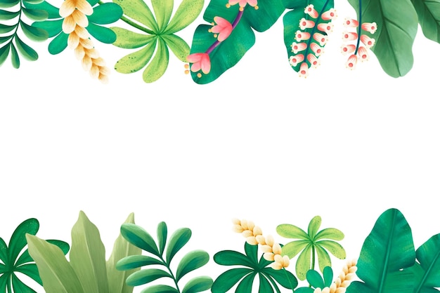 熱帯の葉 pngフレーム 植物学的なイラスト 透明な背景