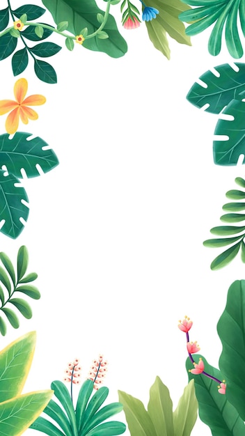 熱帯の葉 pngフレーム 植物学的なイラスト 透明な背景