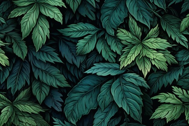 Tropical leaves seamless pattern Nature background