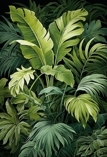 Tropical leaves seamless pattern