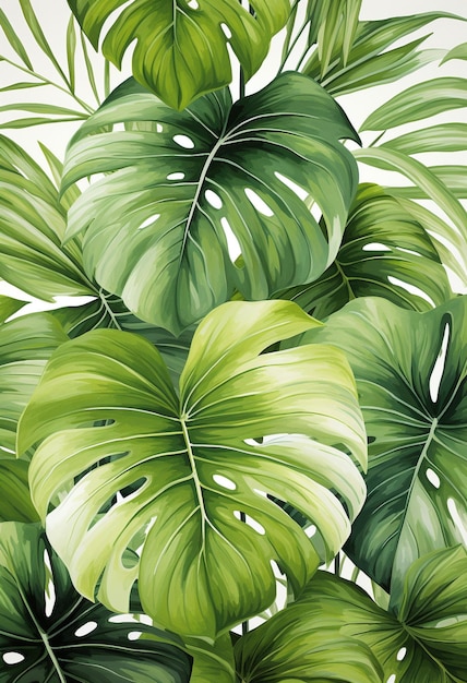 Tropical leaves seamless pattern