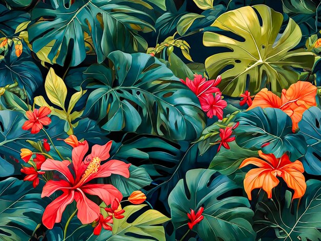 Tropical leaves summer background