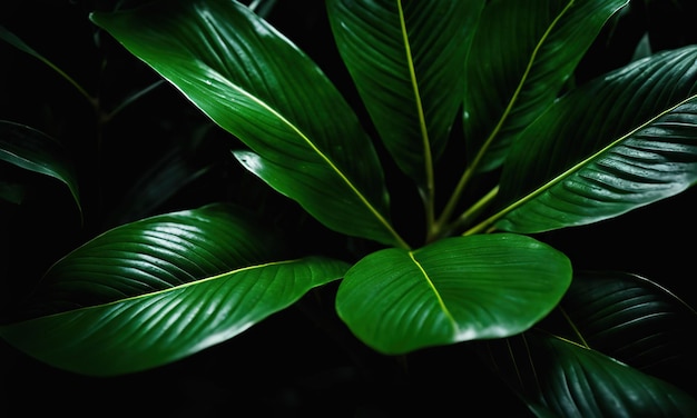 熱帯の葉の質感 抽象的な自然 葉の緑色の質感背景 ヴィンテージの暗い色の絵