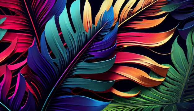 Tropical leaves vibrant and beautiful concept colorful Natural beauty Generative AI