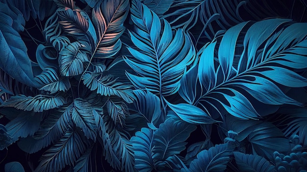 열대 잎 활기차고 아름다운 컨셉 다채로운 자연의 아름다움 Generative AI