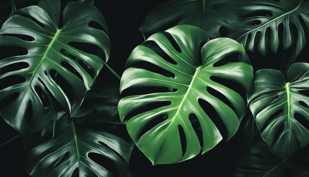 Tropical leaves wallpaper intricate details and veins capturing the essence of a Monstera plant