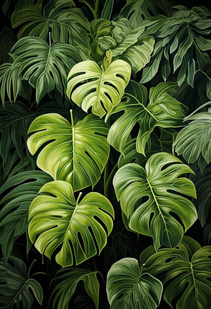 Tropical leaves wallpaper seamless pattern