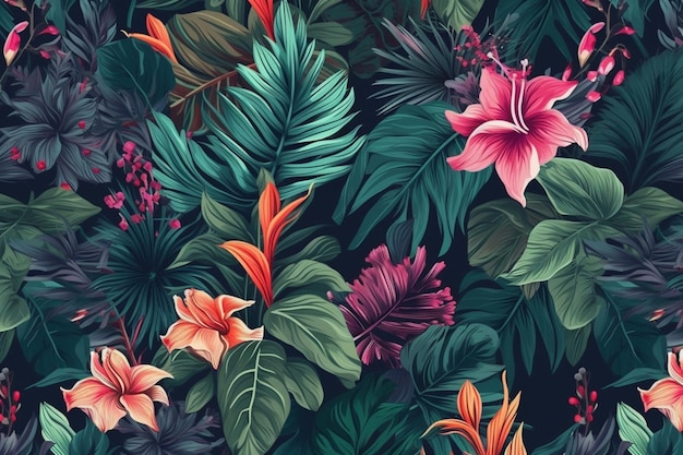 Tropical leaves wallpaper that is a hibiscus flower wallpaper