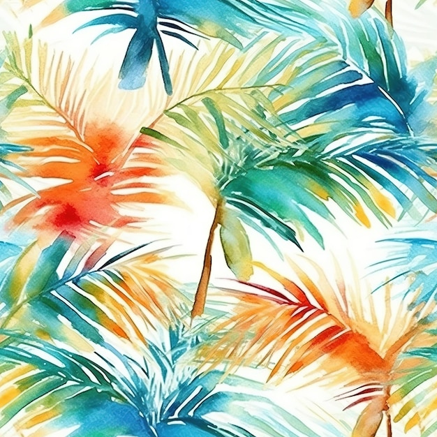 Tropical leaves wallpaper that is watercolor