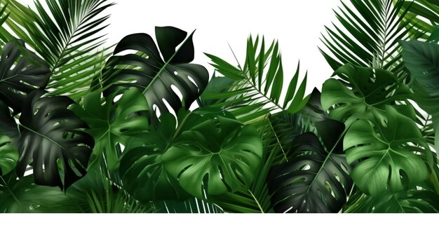 Tropical leaves on a white background