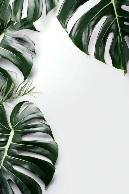 Tropical leaves on a white background