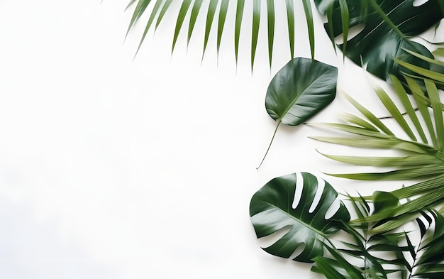 Tropical leaves on a white background