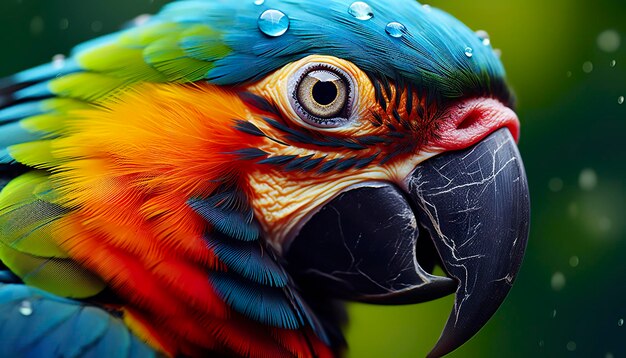 Tropical macaw perched vibrant feathers in focus