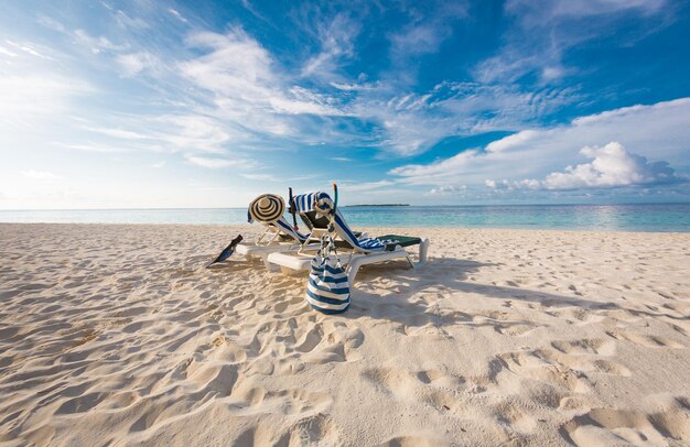 熱帯モルディブビーチ-休暇のコンセプト
