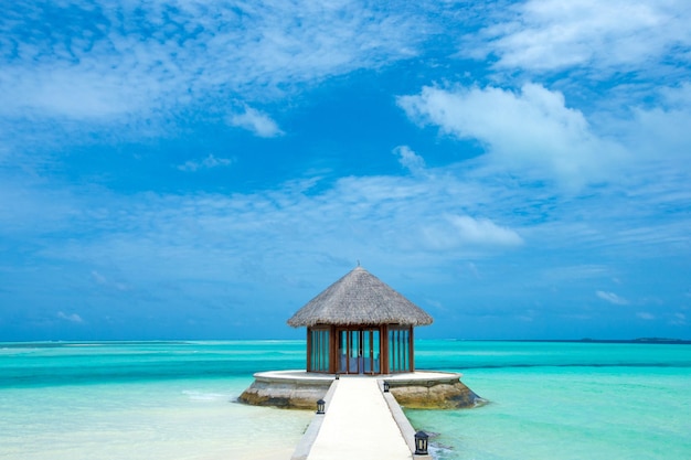 Foto isola tropicale delle maldive con spiaggia