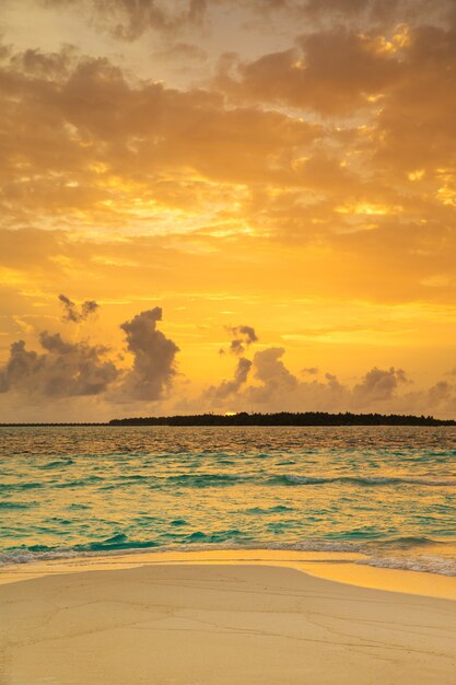 Photo tropical maldives island with beautiful sandy beach and sea