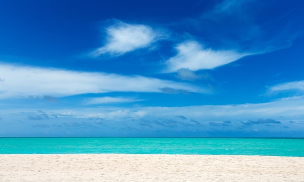 Tropical Maldives island with white sandy beach and sea