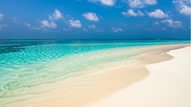 Tropical maldives island with white sandy beach and sea