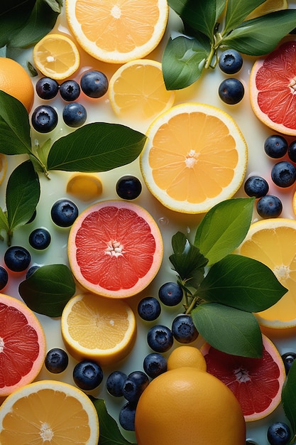 Tropical mix of fruits in milk