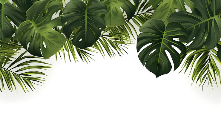 Photo tropical monstera leaves on white background