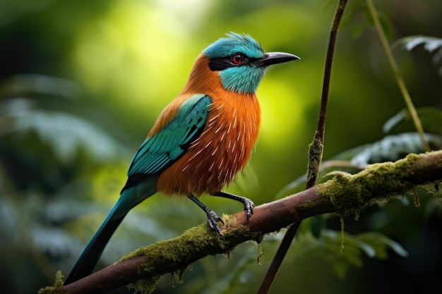 Tropical Motmot bird branch Generate Ai