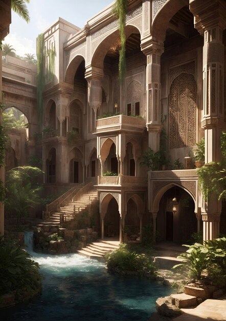 写真 熱帯のオアシス パラダイスに抱かれたメディナのアラビア イスラム様式の建築 熱帯ジャングル