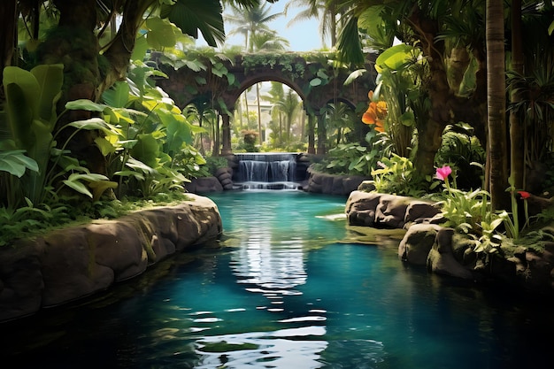 Tropical oasis in focustropical landscape photo