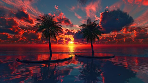 Photo tropical oasis sunlit beach escape