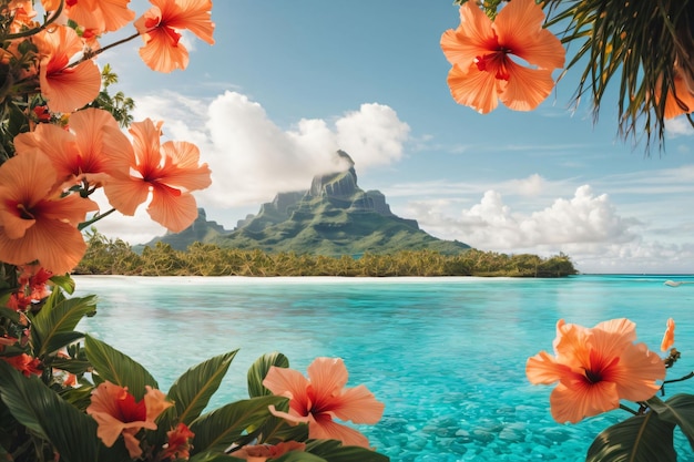 Photo tropical ocean beach waves seaside landscape with dreamy caribbean shore