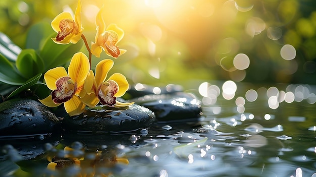 Foto l'eleganza dell'orchidea tropicale l'umidità e la luce solare