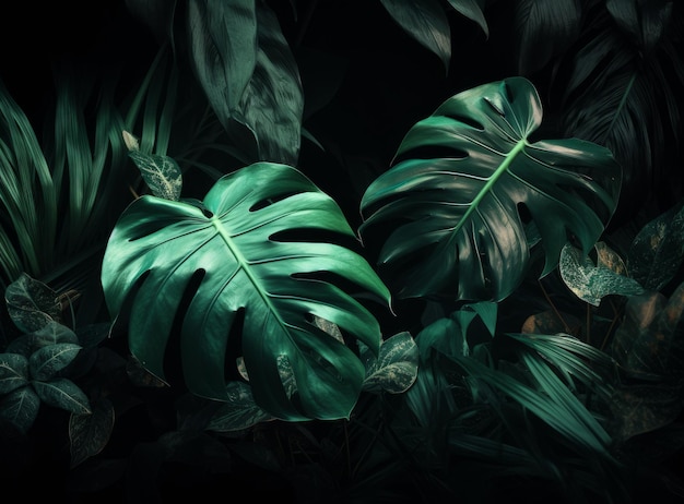 열대 야자수 잎 배경 일러스트 AI GenerativexA