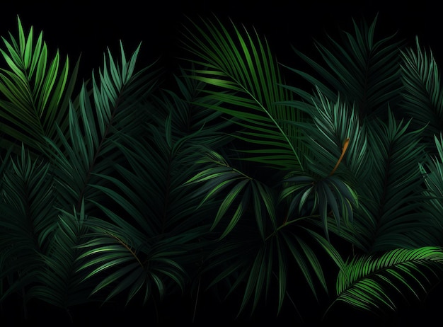 Фон из тропических пальмовых листьев Иллюстрация AI GenerativexA