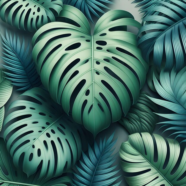 Photo tropical palm leaves pattern background