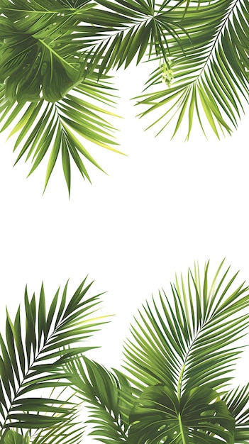 Photo tropical palm leaves on white background