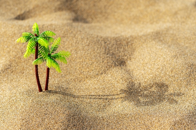 Tropical palm toy on sand