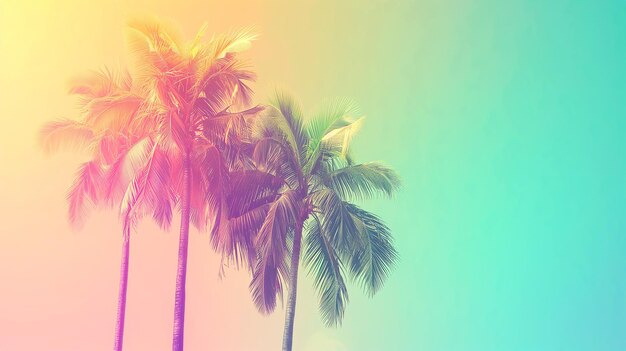 Tropical palm tree cloud abstract background Summer vacation and nature travel adventure concept Vintage tone filter effect color style